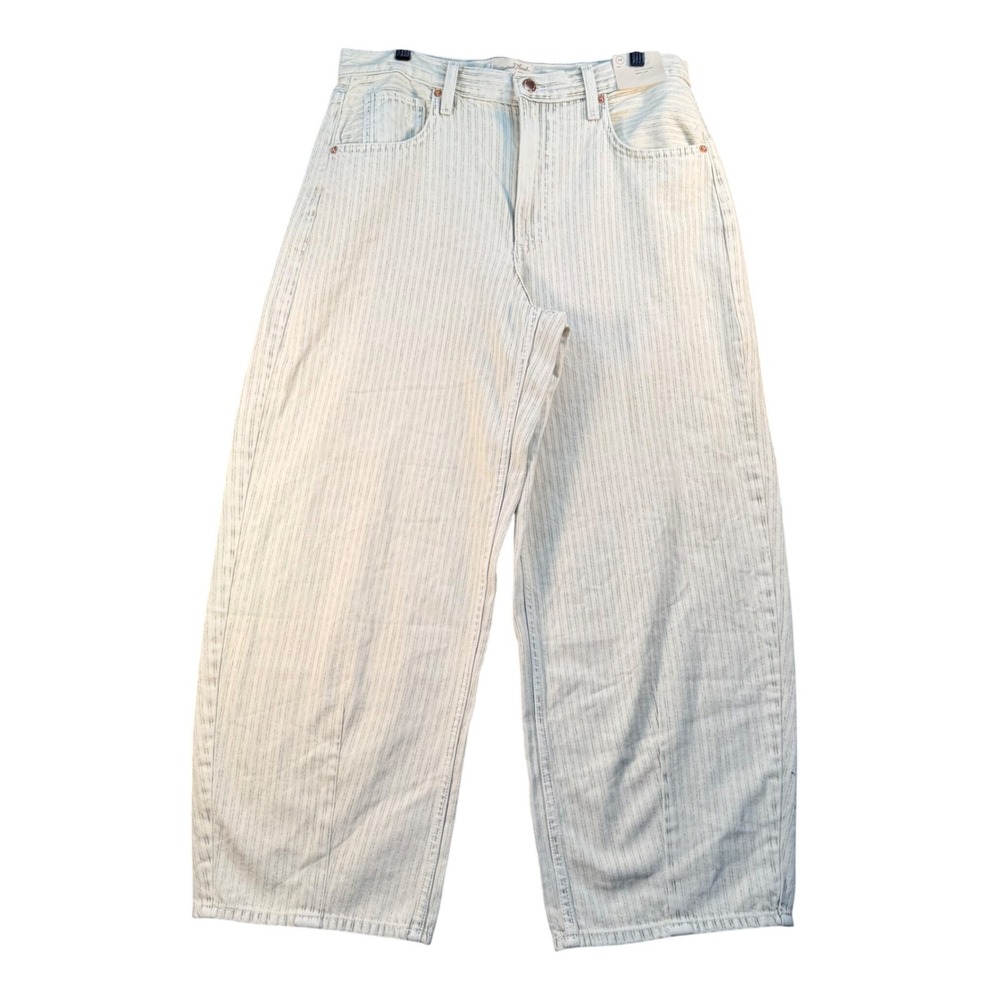 Universal Thread Easy Barrel Jeans Cream Green Striped High Rise Size 10 NEW